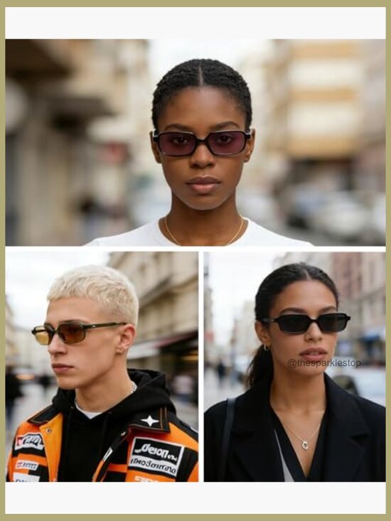 Retro Rectangle Sunglasses with UV400 Protection Narrow Frame main image 7